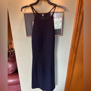 Navy Sparkle Halter Formal Dress